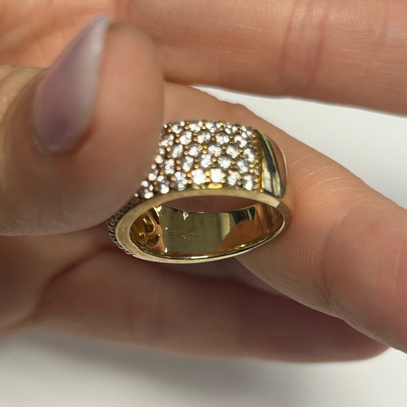 Pave White CZ Yellow Sterling Silver Half Eternity Band Size # 7 - Picture 6 of 8